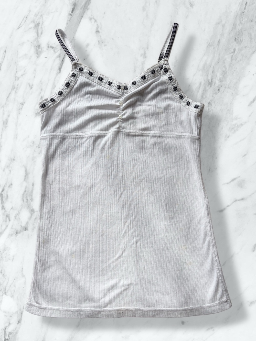 Lasenza Girl White Ribbed Cami Tank with Contrast Trim